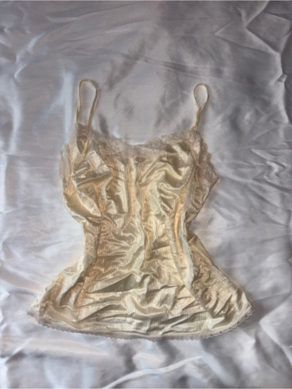 Vintage Y2K Champagne Satin Lace Corset Cami Top Small